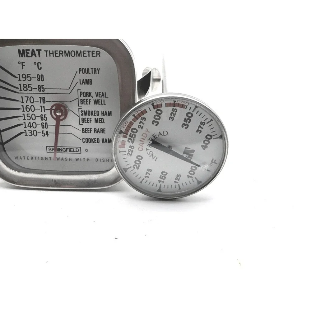 Taylor Springfield Thermometer Set 3pc Oven Meat Candy Stainless Steel Analog